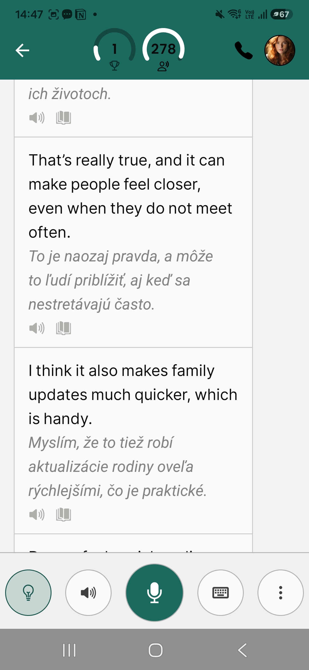Slovenský preklad pod každou vetou
